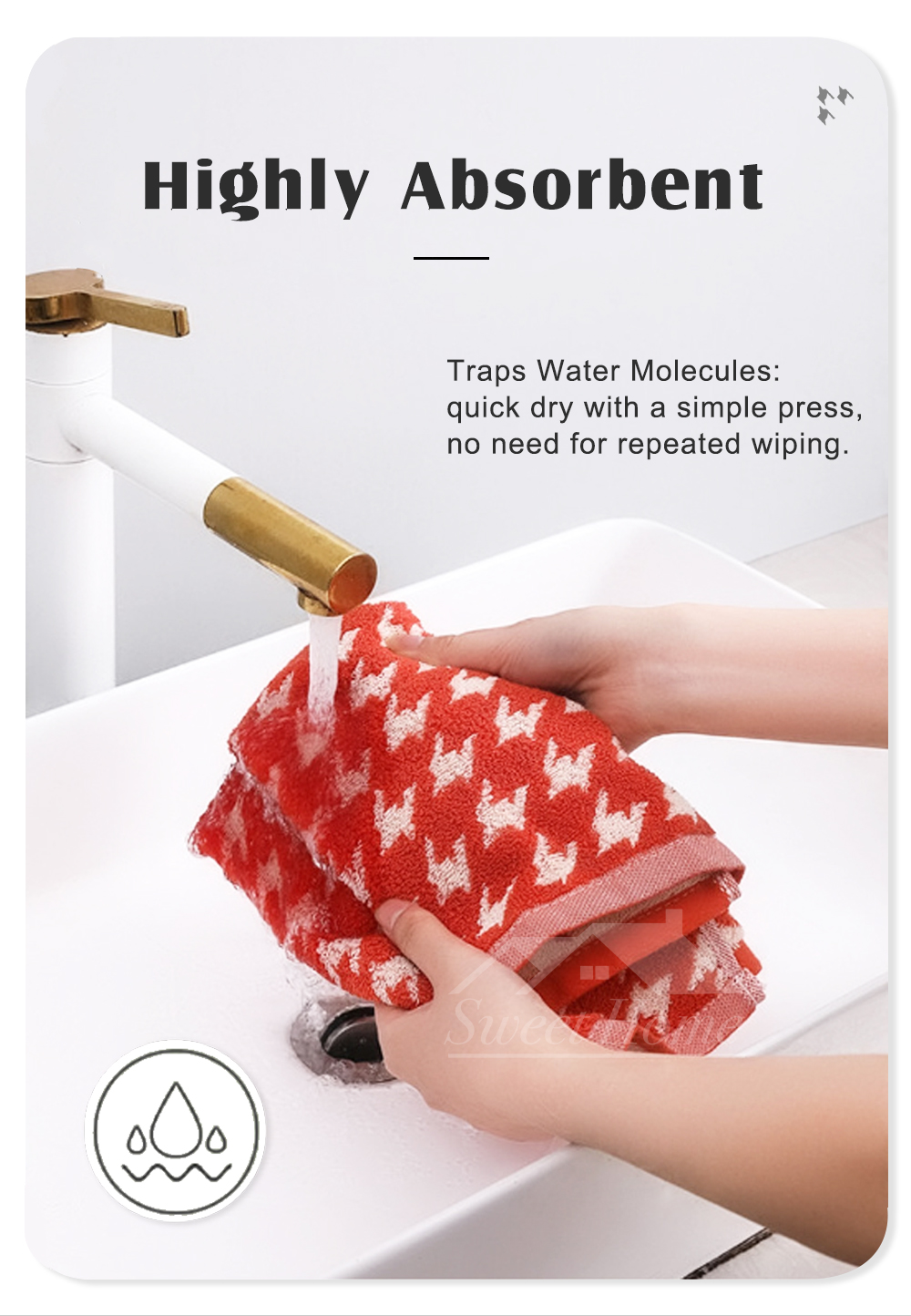 Houndstooth Pure Cotton Towel-2